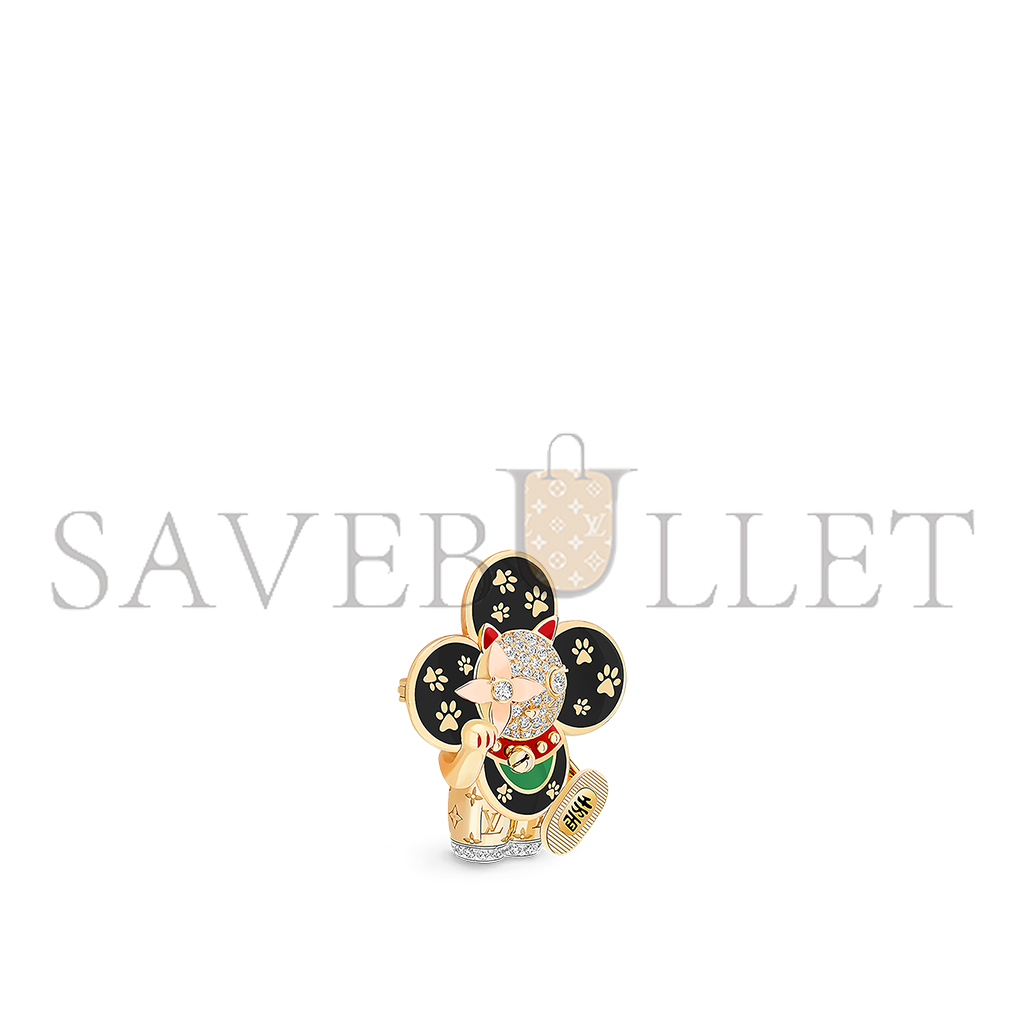 l**is v*t*n vivienne maneki neko pendant, 3 golds, lacquer & Di*m*nds q93901